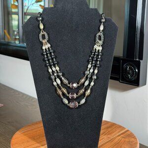 Statement Layered Beaded Necklace  - Approx. 22"